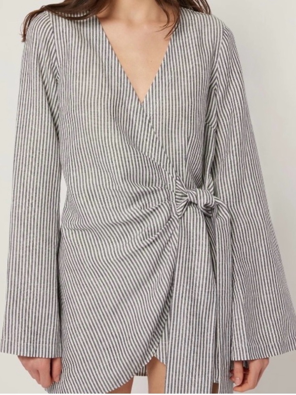 Striped Wrap Mini Dress